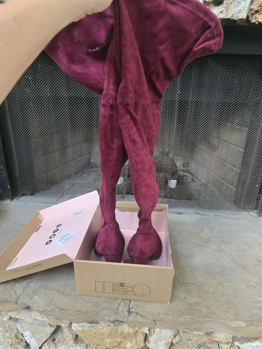 Charlotte Russe Burgundy Thigh High Block Heel Boots